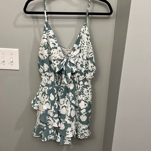 Teal and White Romper